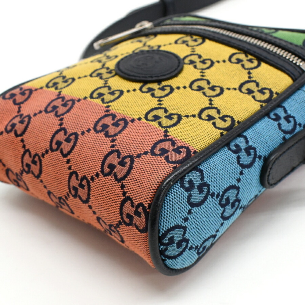 Gucci Crossbody Shoulder Bag Canvas Leather Multicolore - Picture 5 of 9